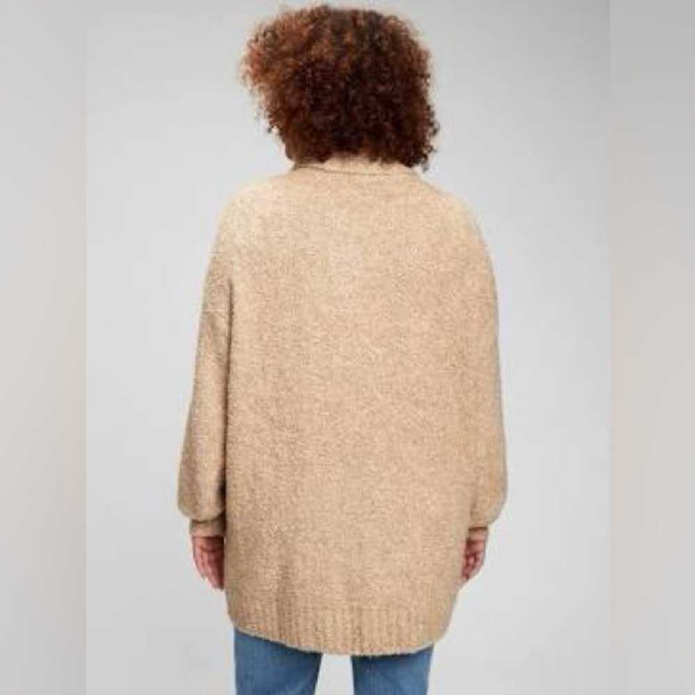 NWT GAP Cozy Boucle Turtleneck Tunic Sweater Wheat Beige L Cowl Neck Warm Knit - Picture 3 of 16